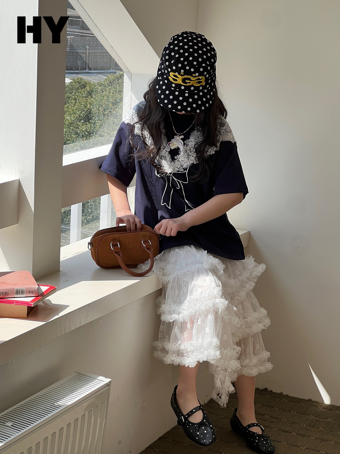 Children's Summer Bottoming Shirt Lace Cotton Coat Middle Children's T-shirt