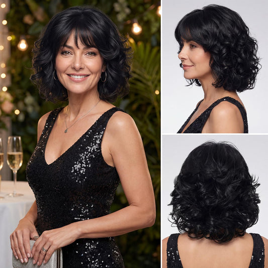 Classy Women's Fashion Black Synthetic Wigs Wig Short Curly Hair