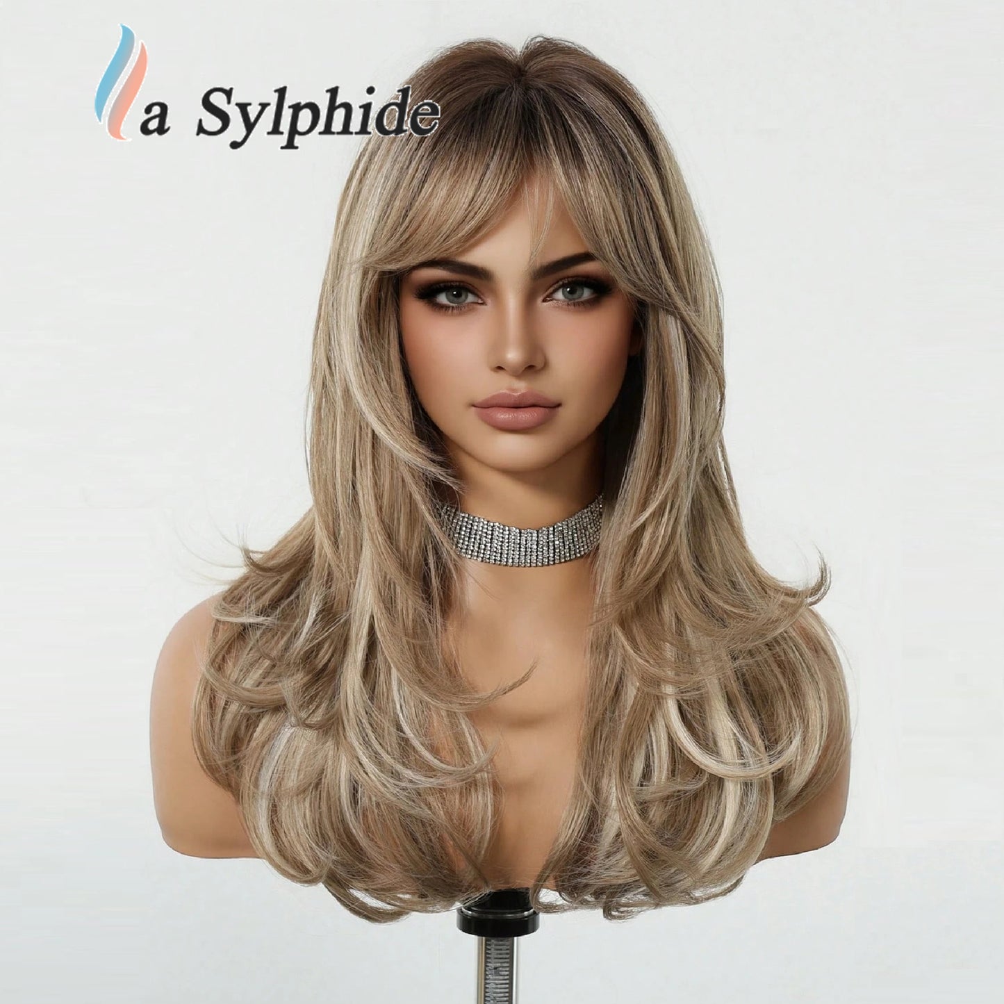 Resistant Golden Overseas Warehouse Curly Hair Bangs Wig Long Curls