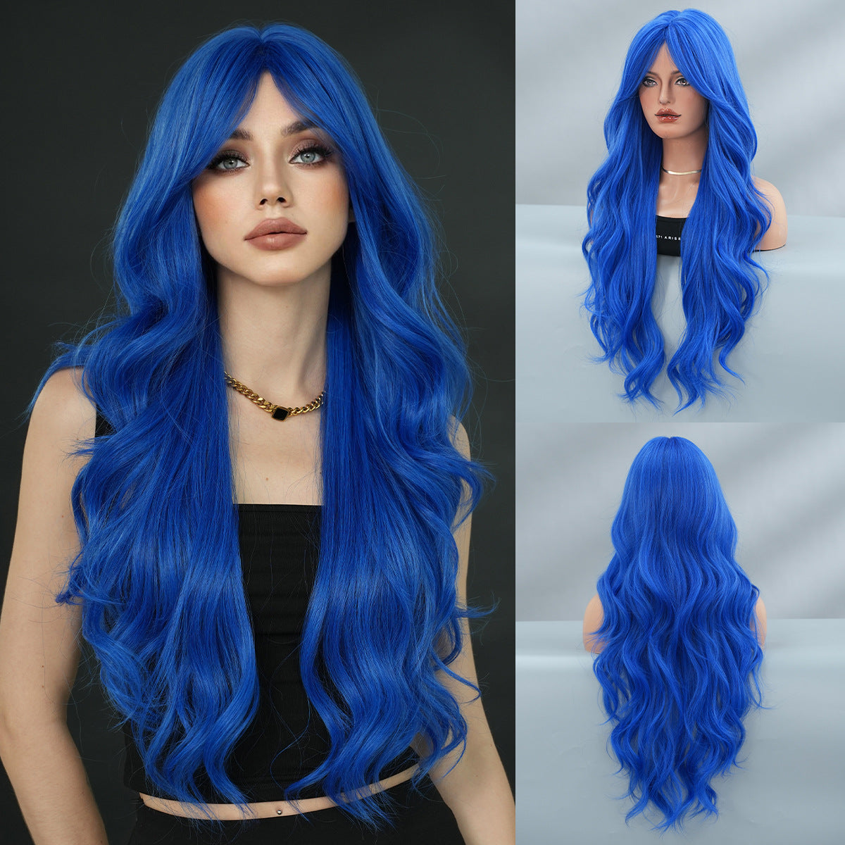 Purple Female Long Curly Hair Natural Fluffy Dark Wind Other Wig