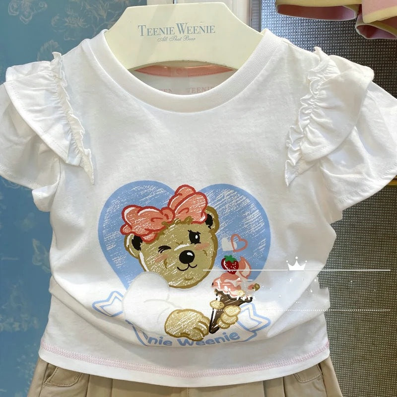 Summer Sweet Printed Cotton Texture Knitted Soft Breathable Children's T-shirt