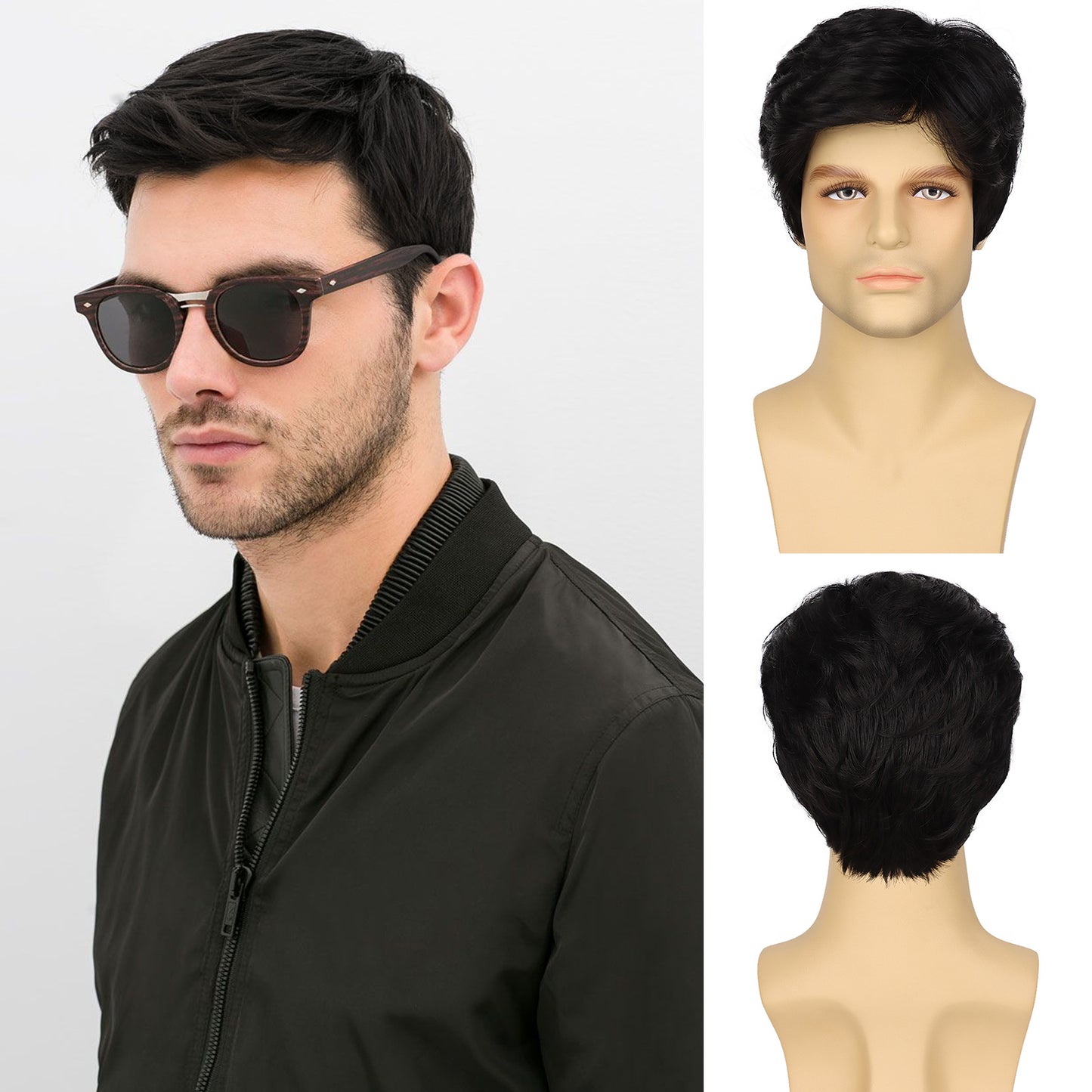 Men's Partial Points Side Bangs Short Chemical Fiber Men's Wig