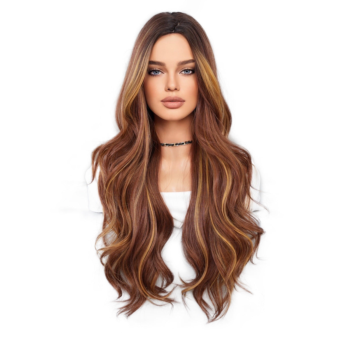 Women's Fashion Mid-point Dyed Curly Hair Sheath Big Wig Long Curls