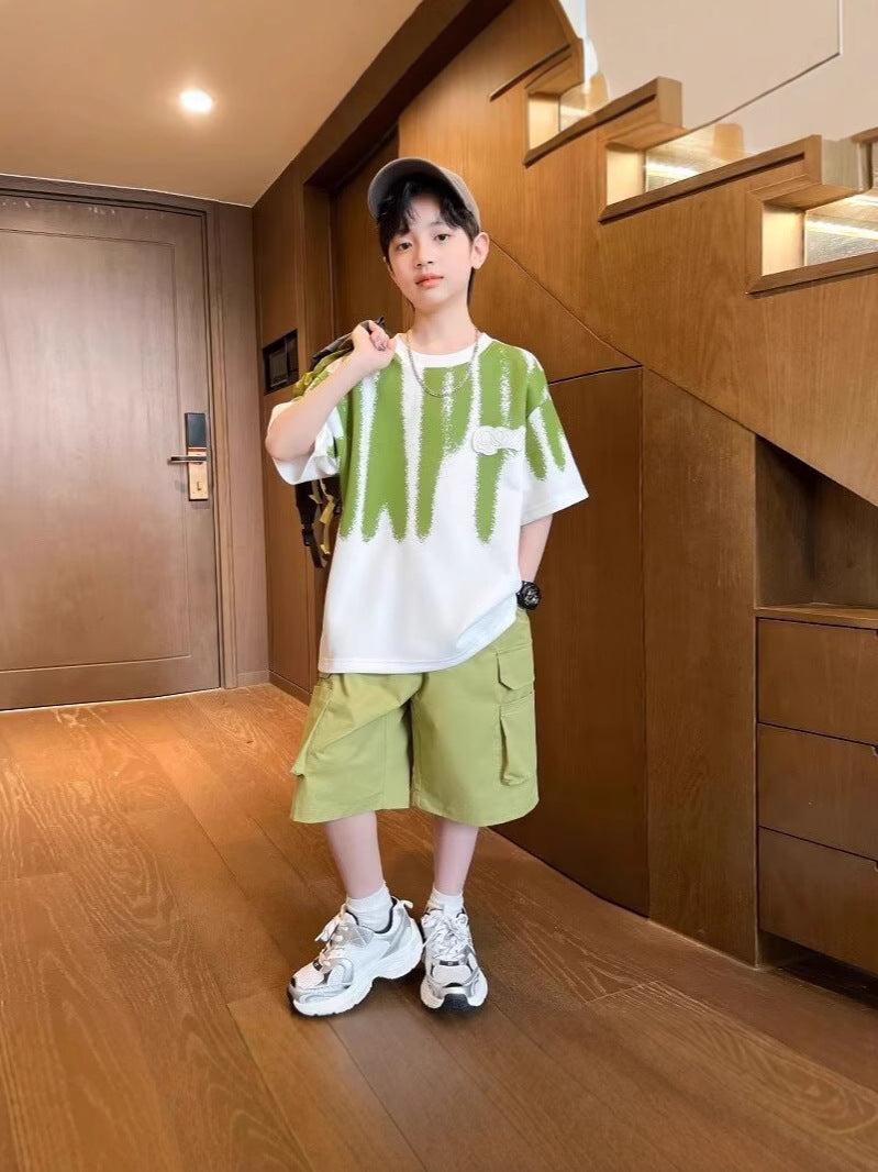 Children's Boy Thin Type Loose Half Sleeve Children's Suit