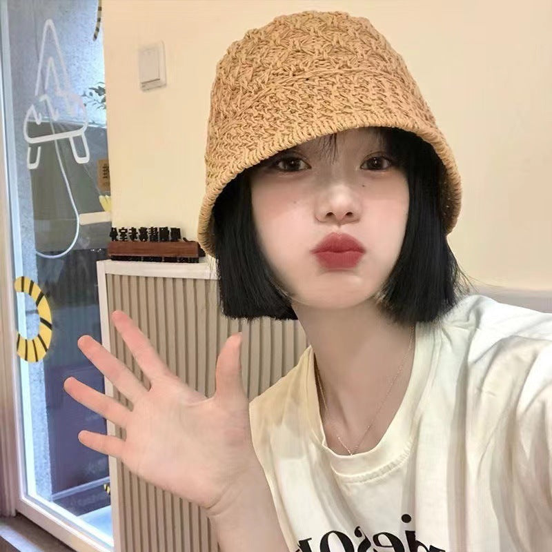 Women's Hat One-piece Inner Buckle Breathable Hollow Wig Short Straight Hair