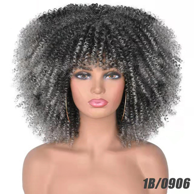 Women's Chemical Fiber African Small Volume Afro Wig Short Curly Hair