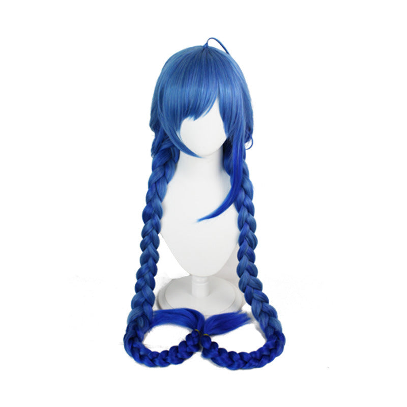 Witch Double Ponytail Style Plaits Cartoon Hair Blue Anime Cos Wig
