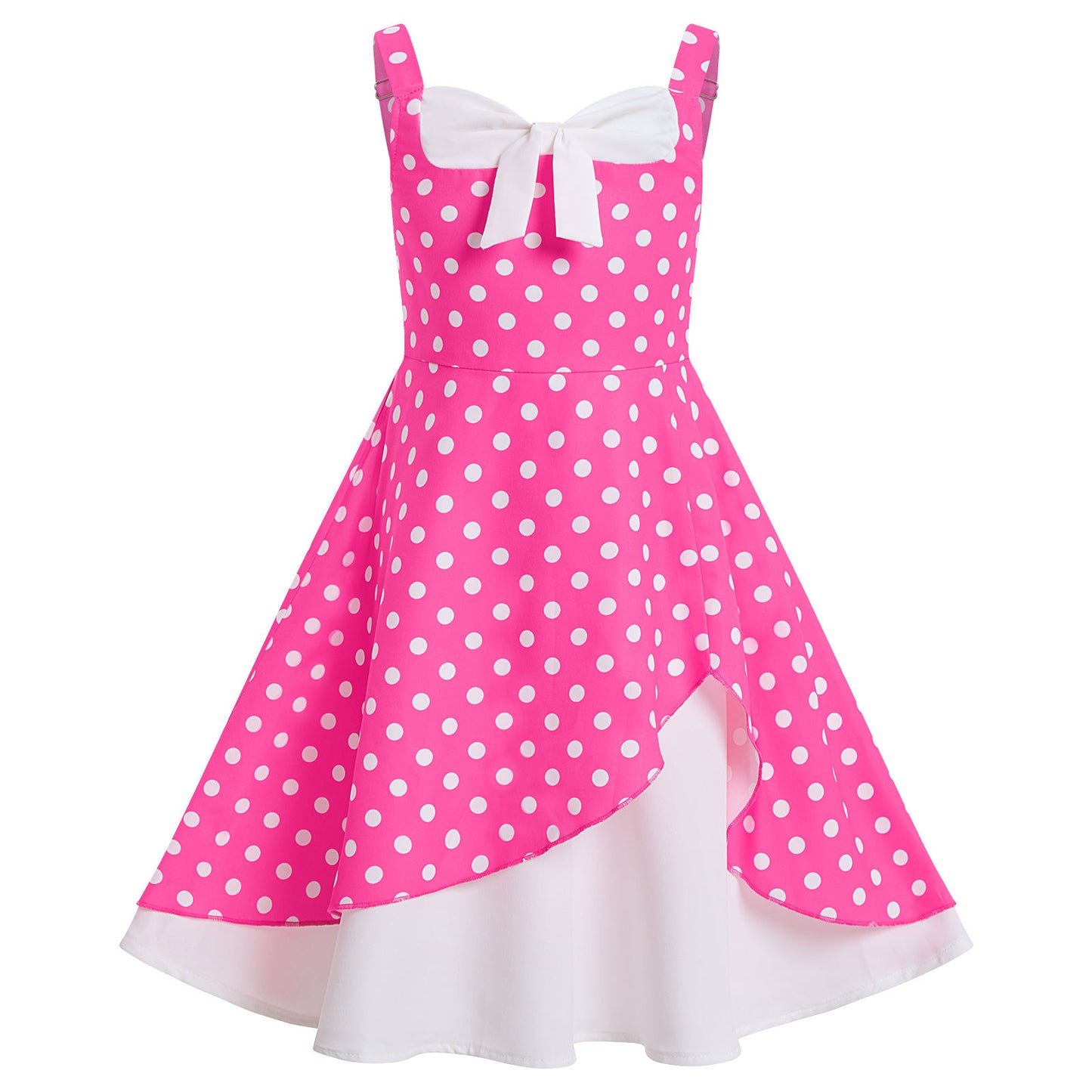 Children's Clothing Vintage Cherry Print Sweet Bow Irregular Strap Children's Dress