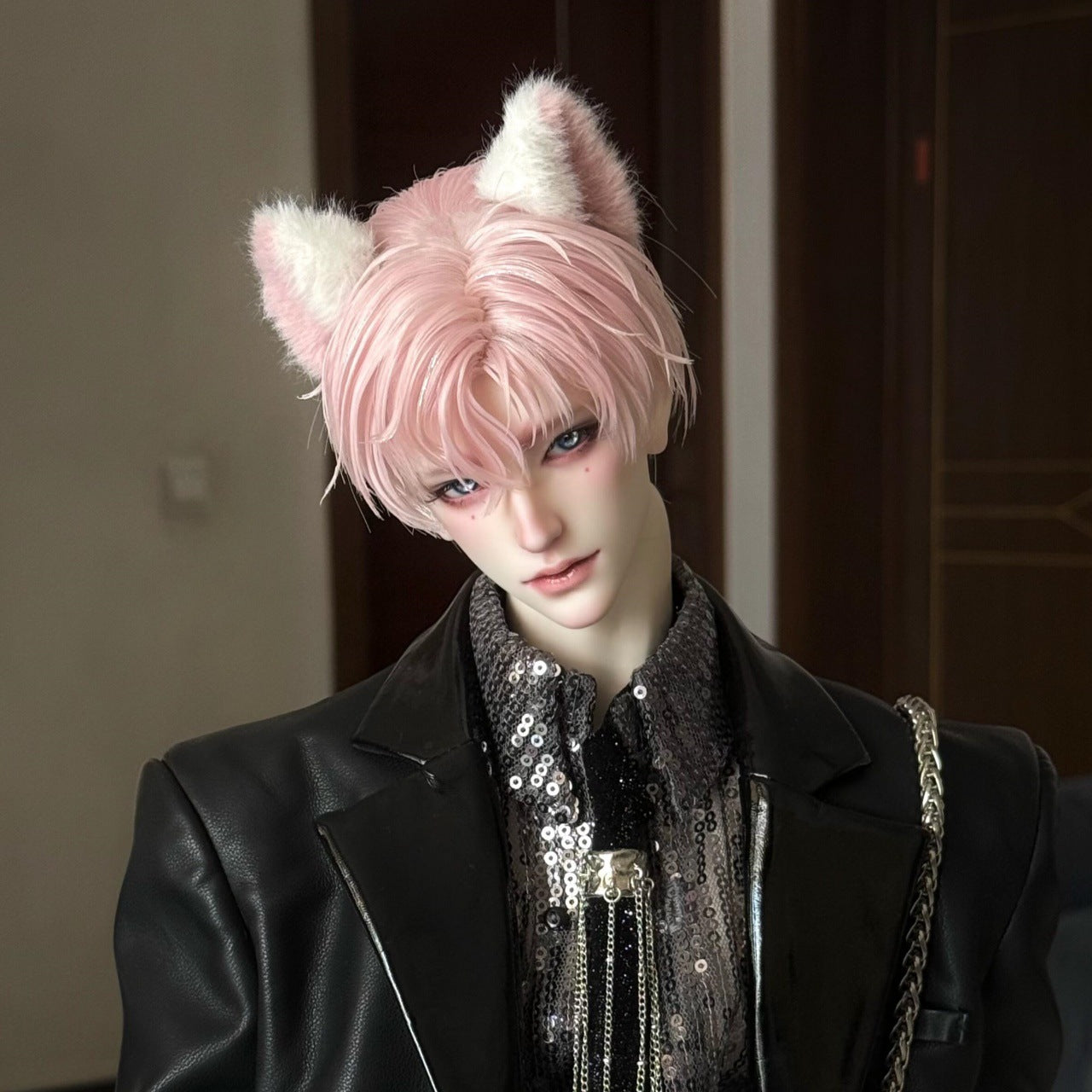 Men's Doll Points Cream Powder Hair Fiber Two-dimensional Cos Wig