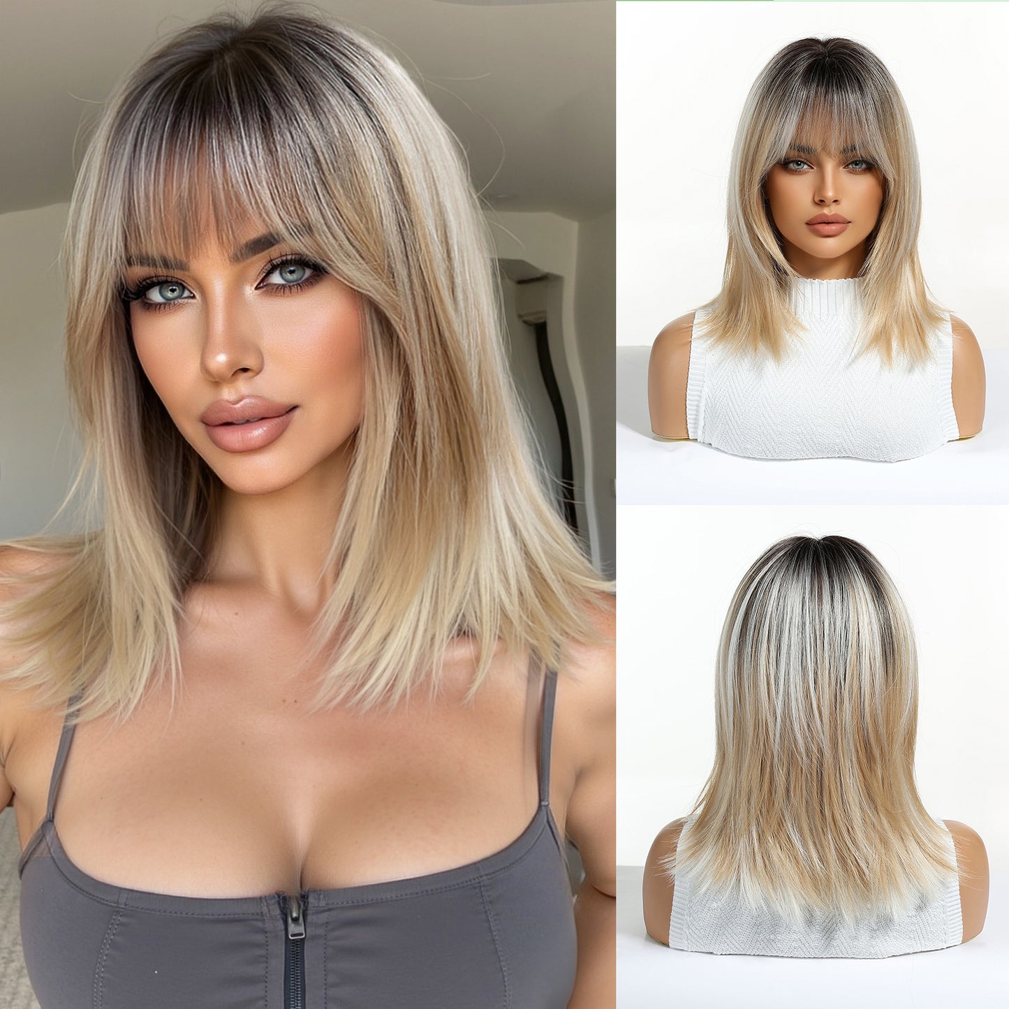 Women's High-level Collarbone Length Haircut Simulation Repairing Wig Short Straight Hair