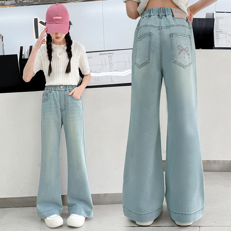 Summer Jeans Korean Style Medium Big Casual Children's Pants