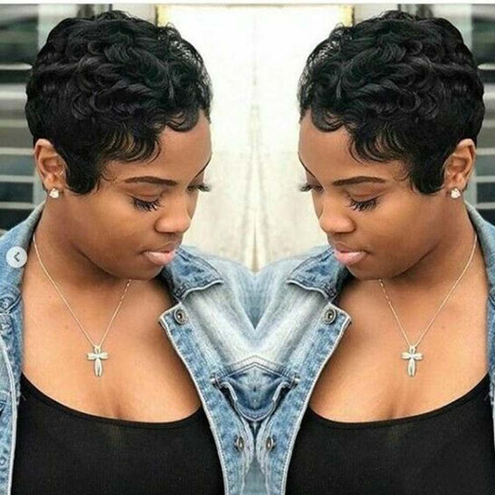 Water Wave Head Cover Retro Ripple Female Wig Short Curly Hair