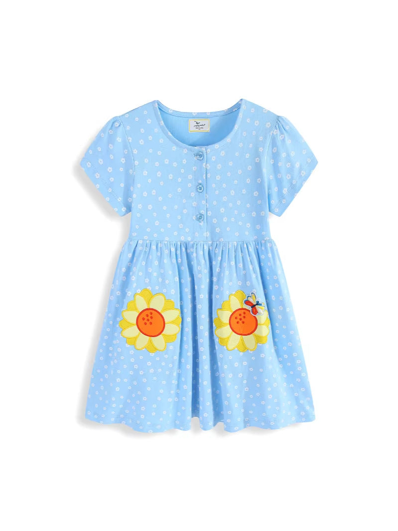 Children's Embroidered Knitted Short Sleeve Princess Clothing Children's Dress