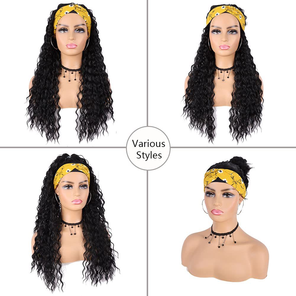 Women's Small Curly Headscarf Afro Headgear Wig Long Curls