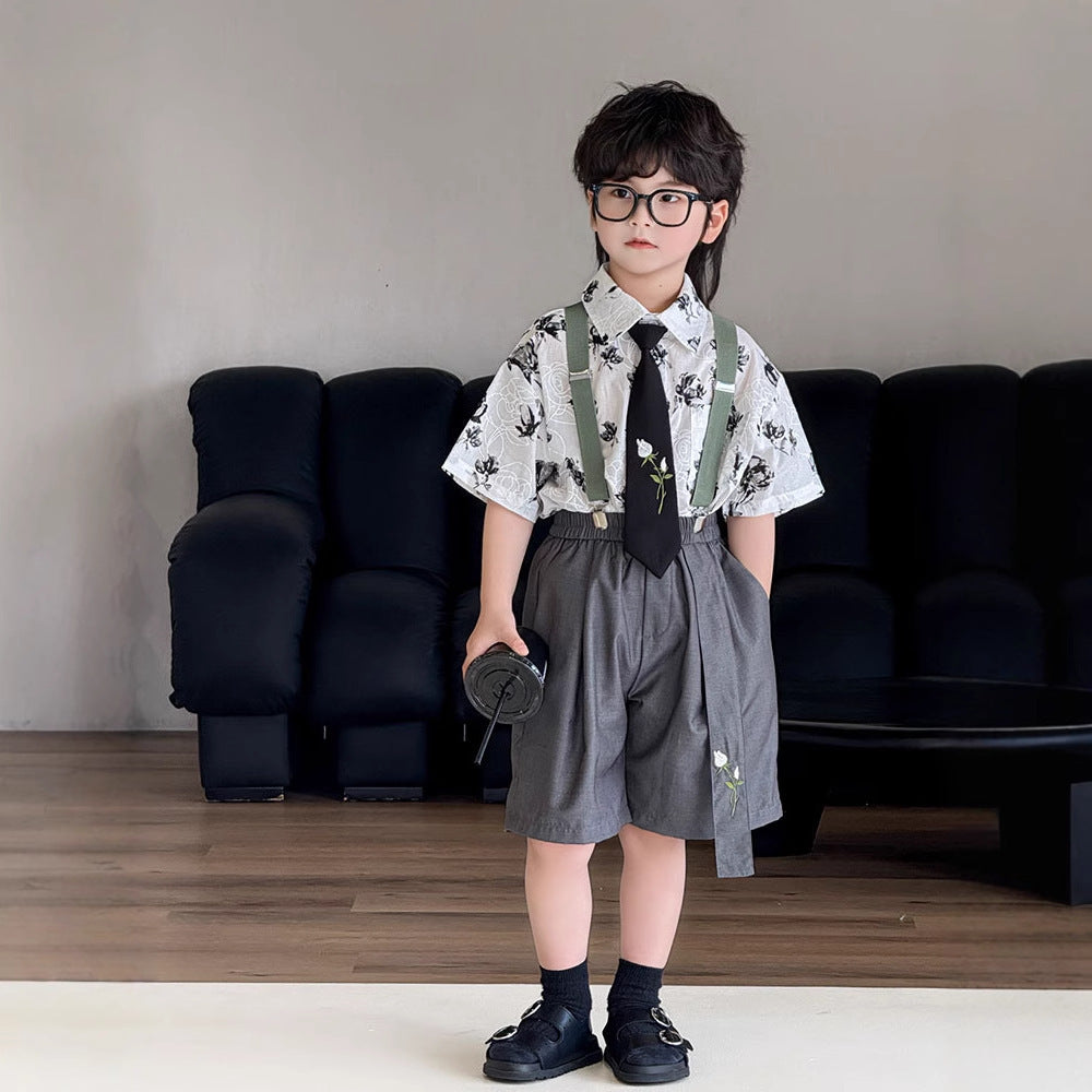 Children's Shirt Summer Korean Style Short Sleeve Children's Suit