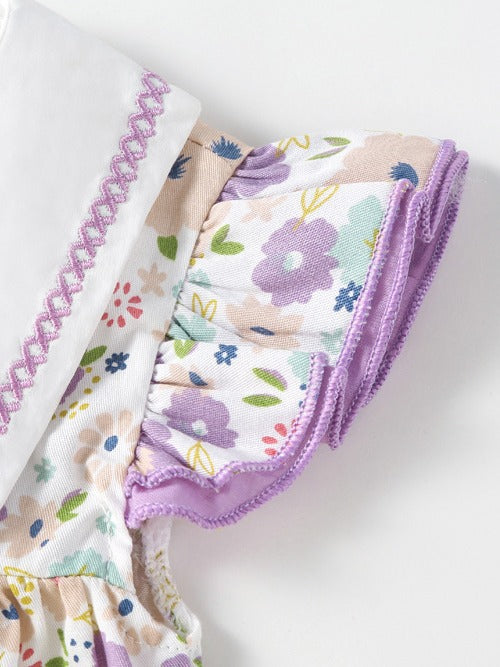 Summer First Month Old Days Floral Dress Western Jumpsuit, Climbing Suit