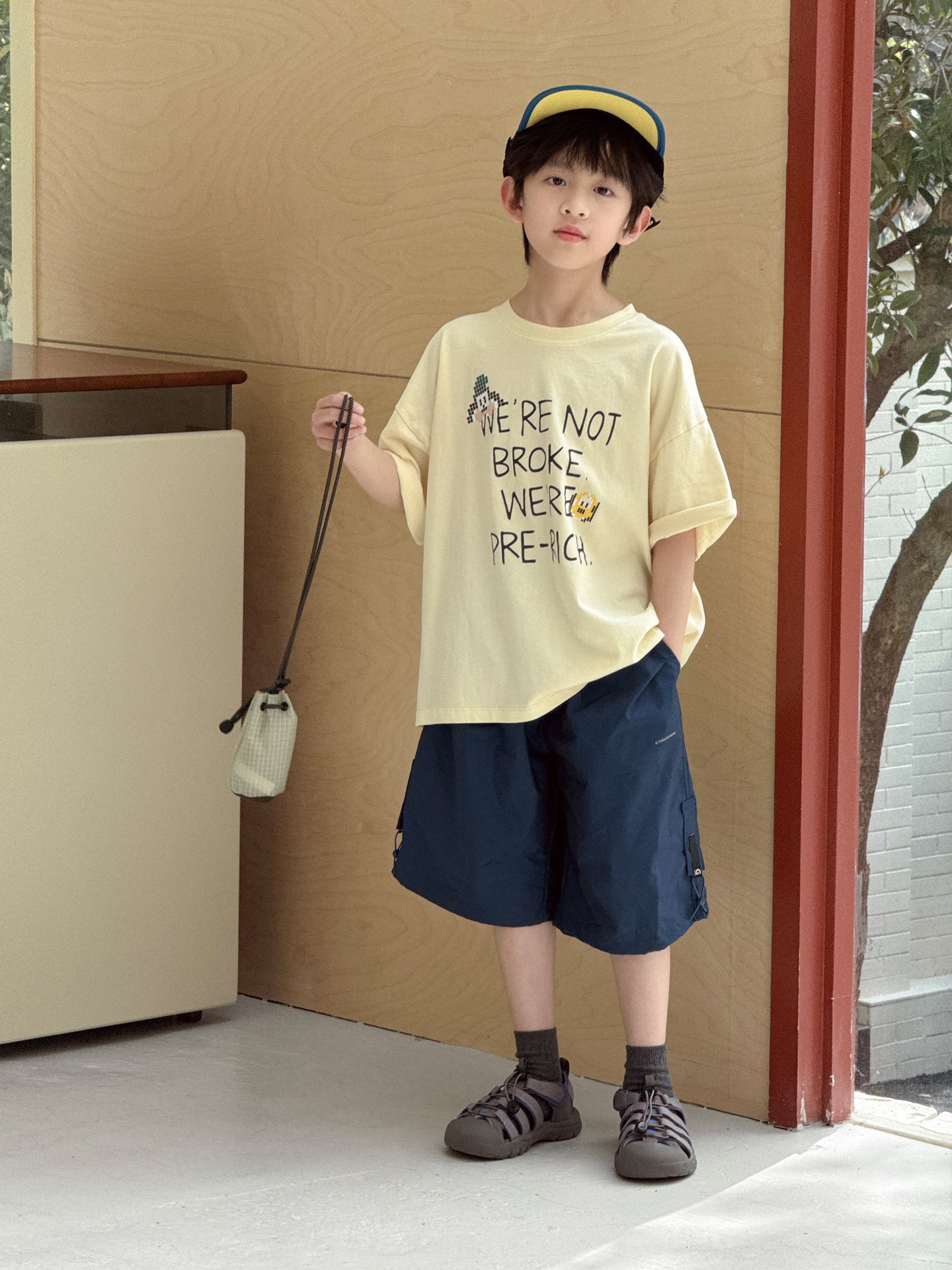 Children's Letter Printed Round Neck Boys Casual Loose Soft Children's T-shirt
