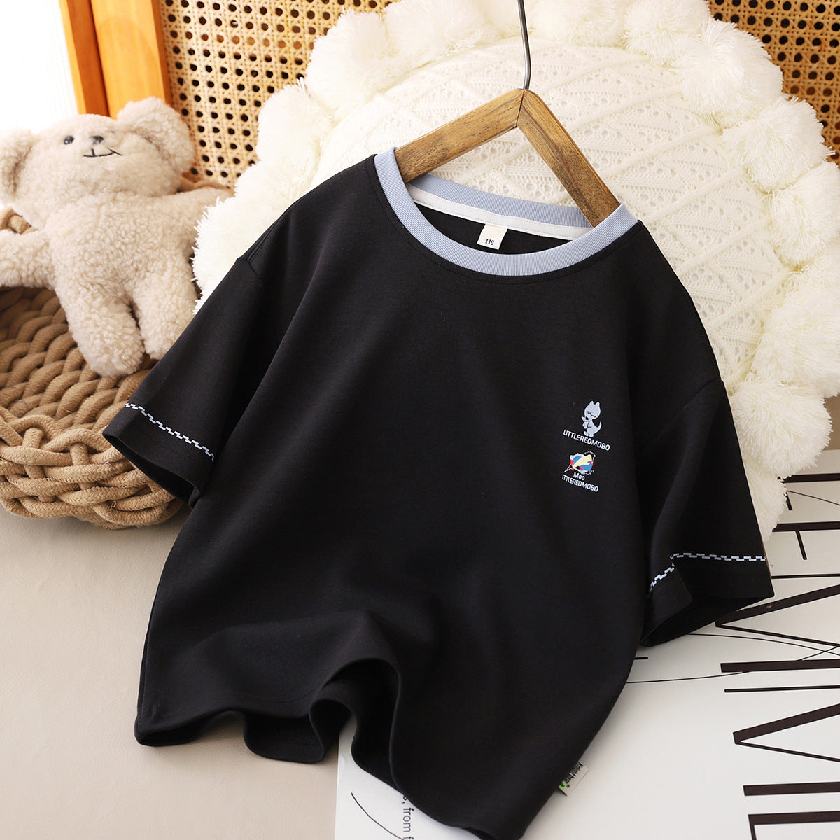 Children's Chivalrous Bear Boy's Short-sleeved Cotton Top Children's T-shirt