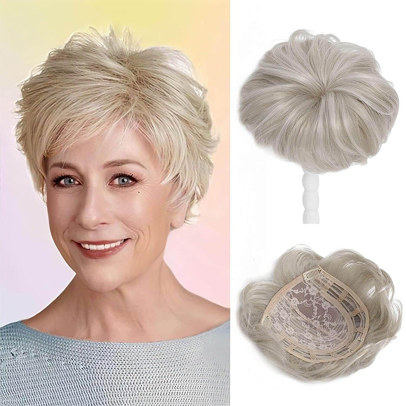 Women's Piece Head Hairpiece Chemical Fiber Increase Cover Wig Short Curly Hair