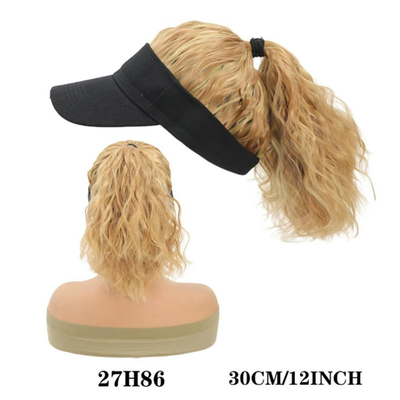 Women's Hat All-in-one Fashion Trendy Corrugated Curly Hair Air Top Wig Ponytail