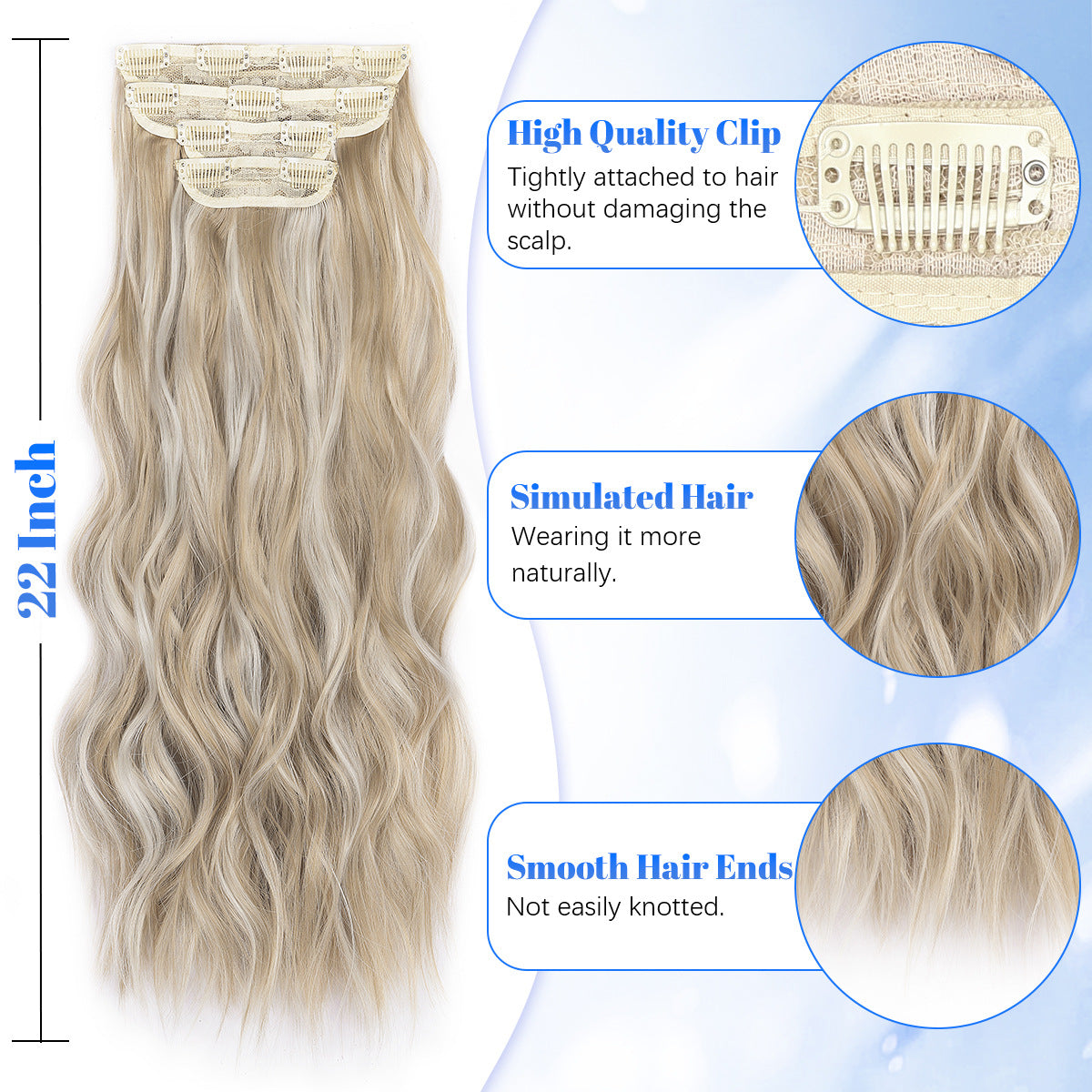 Women's Set Water Ripple Hairpiece Clip Fiber Wig