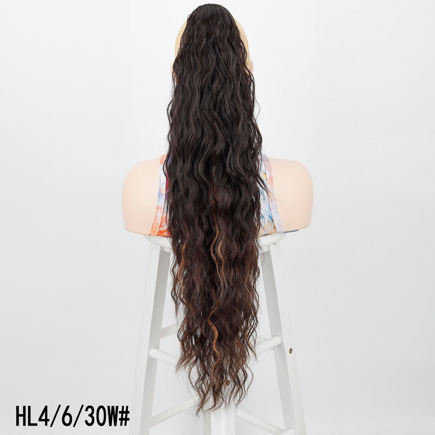 Women's Water Ripple Fluffy Long Curly Hair Chemical Fiber Silk Height Wig Ponytail