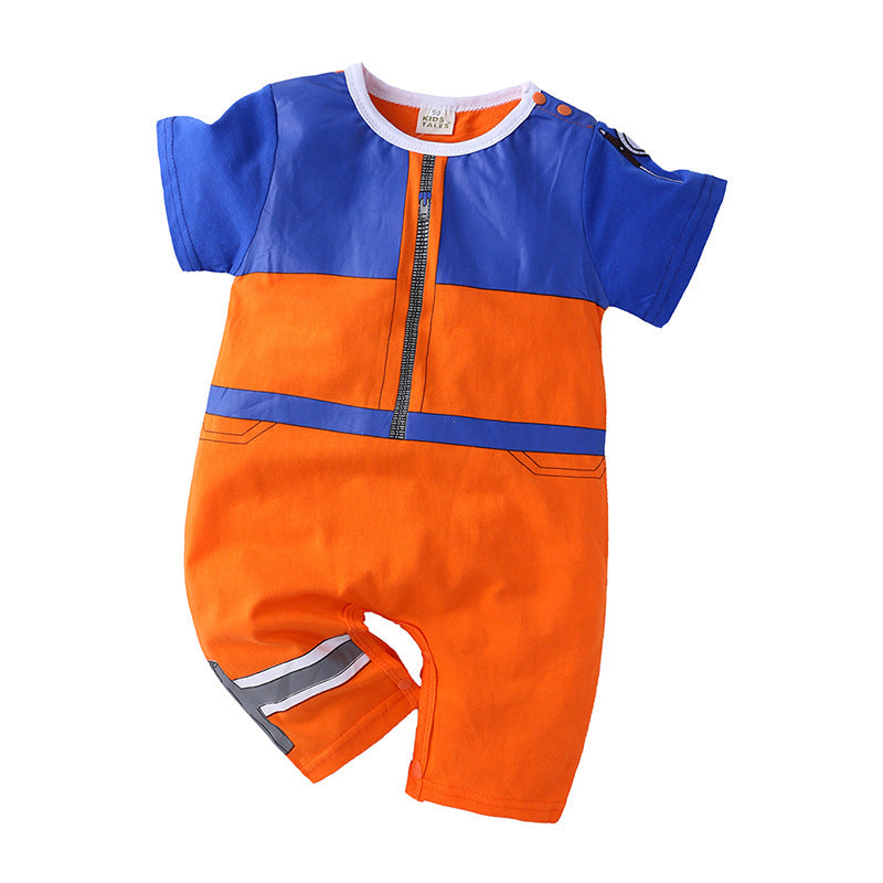 Summer Cartoon Anime Boy Short Sleeve Jumpsuit, Climbing Suit