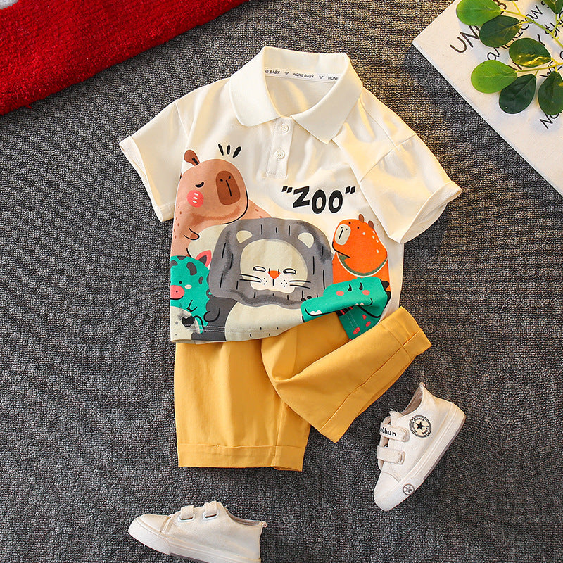 Children's Summer Short-sleeved Ruffle Handsome Fashion Children's Suit