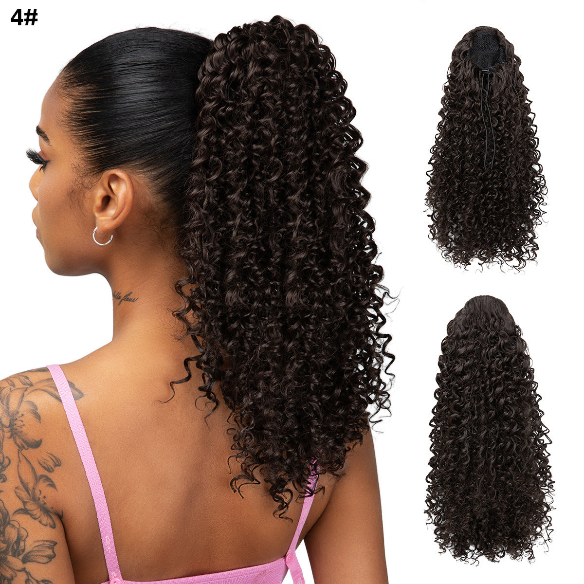 African Small Curly Female Chemical Fiber Drawstring Wig Ponytail