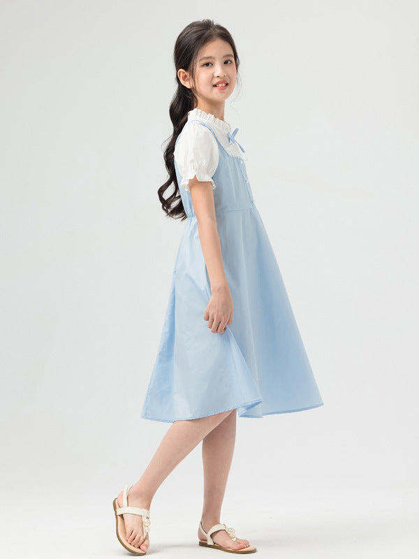 Fake Two-piece Summer Stand Collar Princess Big French Children's Dress
