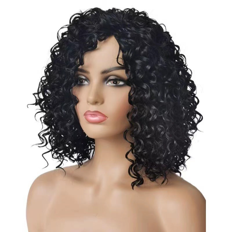 African Small Volume Afro Medium Fashion Fluffy Fiber Wig Short Curly Hair