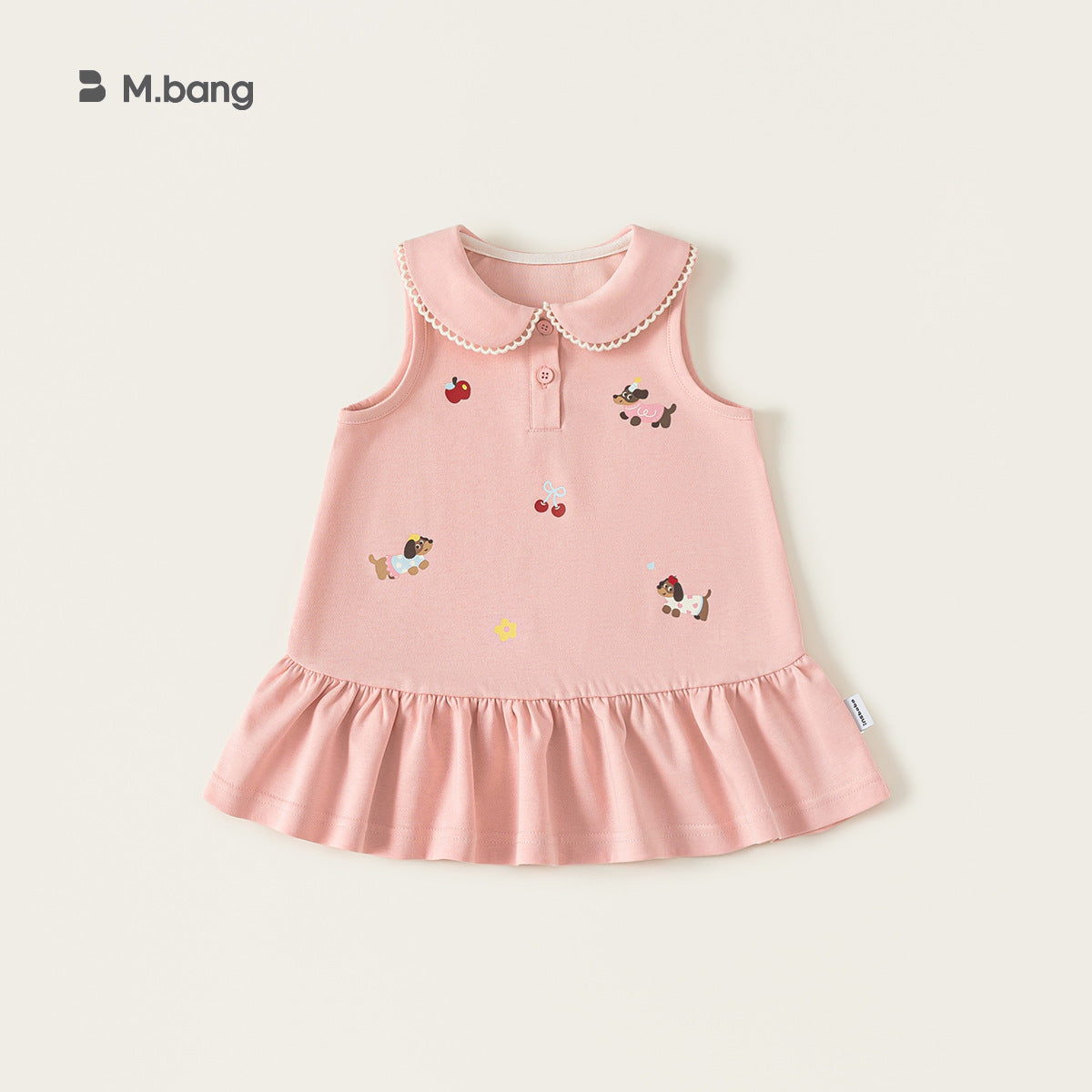 Children's Clothing Summer Pink Puppy Vest Sleeveless Doll Collar A- Line Children's Dress