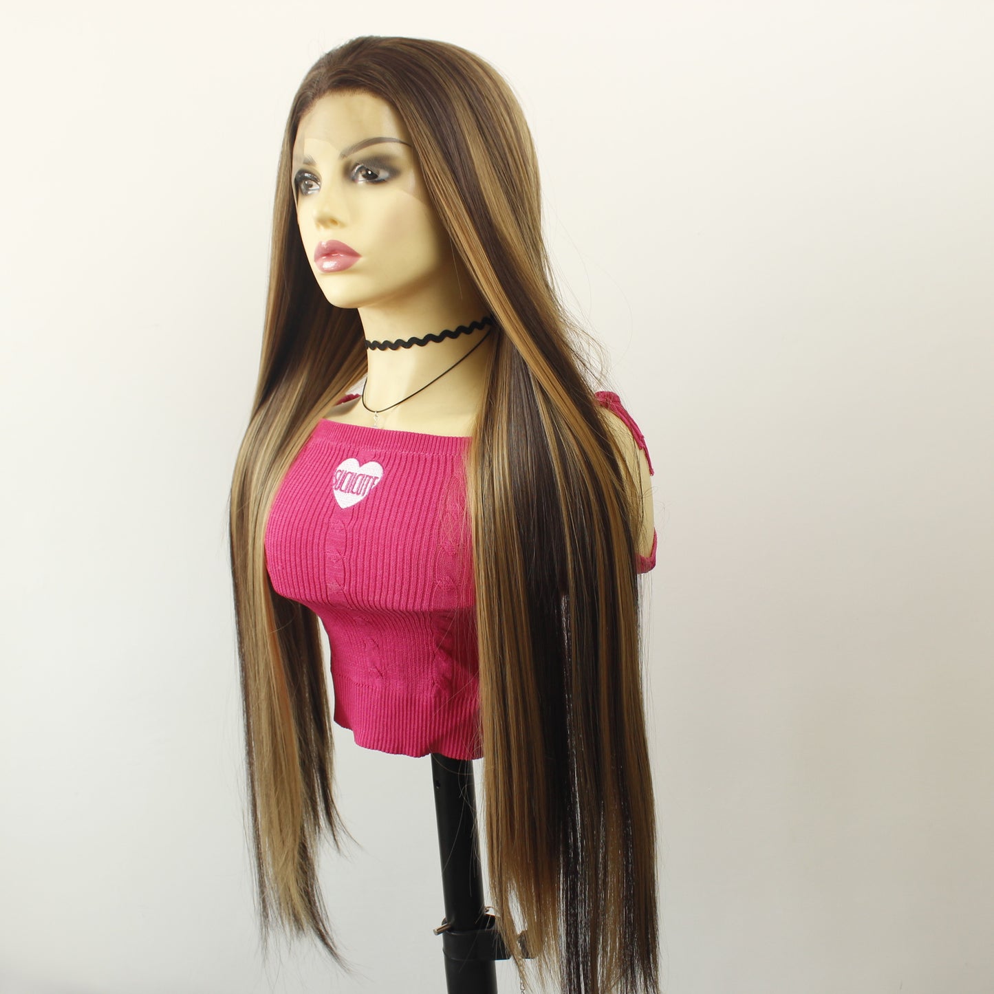 Piano Color Front Lace Full Top Long Straight Wig