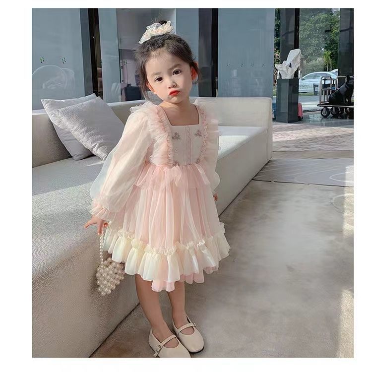 Children's Style Big Little Fashionable Long Sleeve Princess Children's Dress