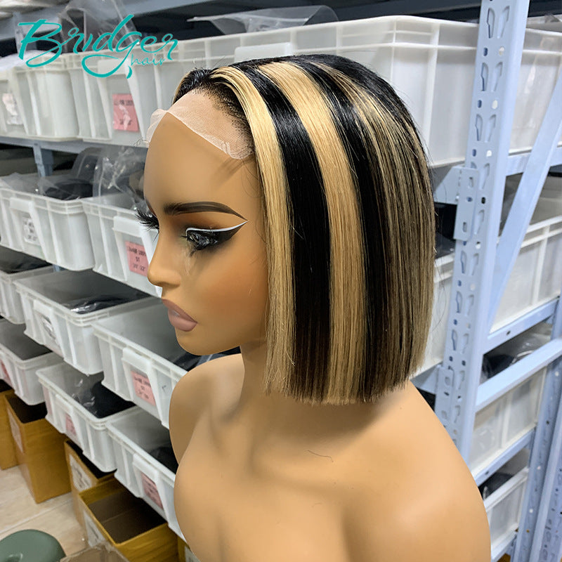 Sdd Bone Straight Bob Color Human Real Hair Wig