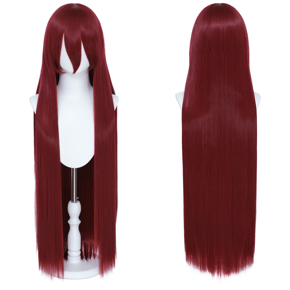Long Straight Hair Hairpiece Blank Black White Cos Wig