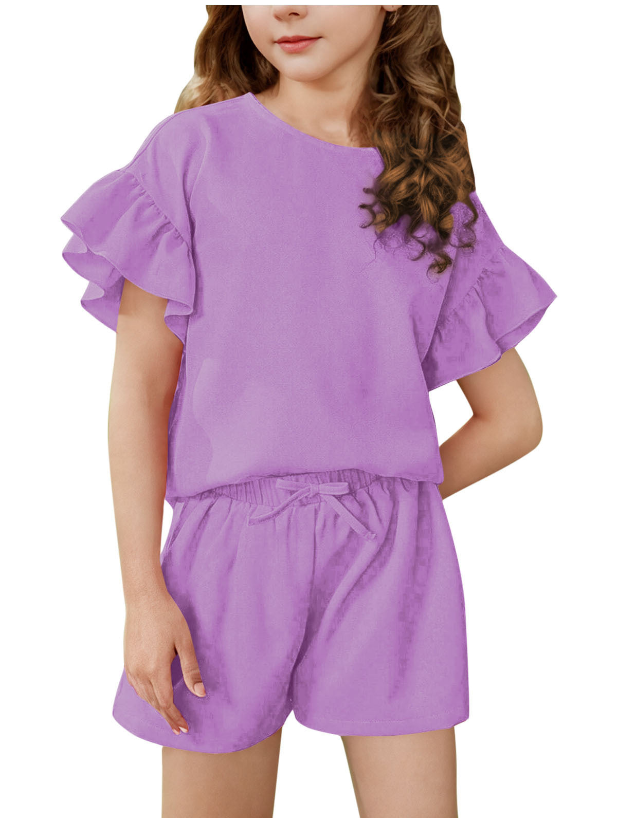 Summer Thin Solid Color Casual Sports Children's Suit
