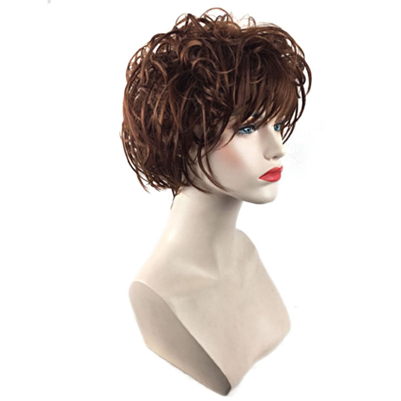 Women's Direct Sales Fashion Fluffy Dark Brown Wig Short Curly Hair
