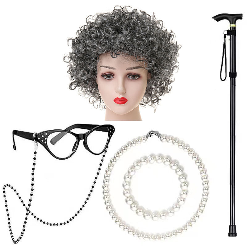 School Day Grandma Sheath Halloween Grandpa Cos Wig