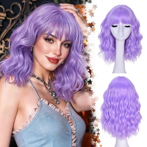 Female Short Wavy Natural Head Synthetic Daily Wig Bangs
