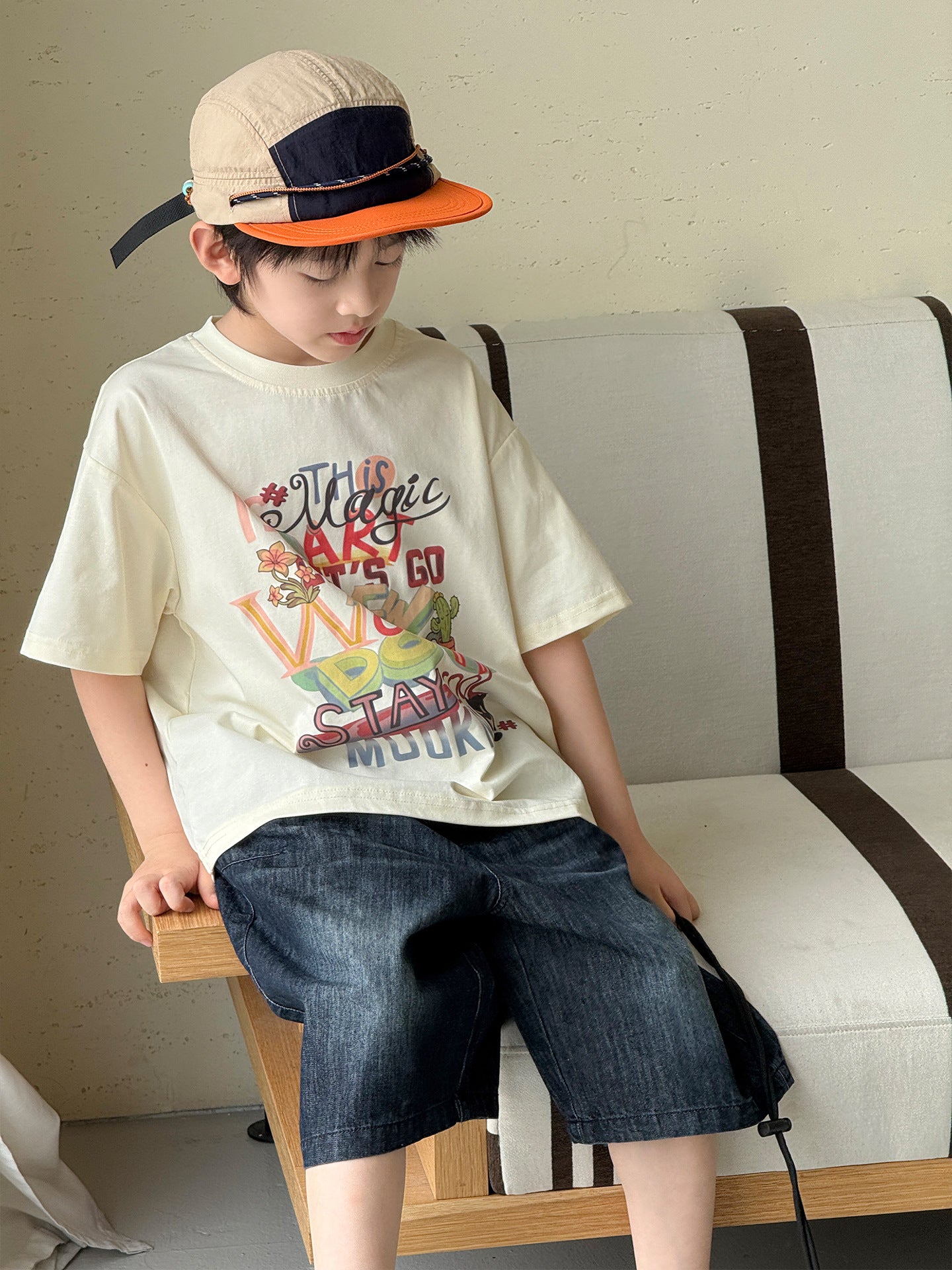 Children's Korean Style American Printed Short Sleeve Casual Children's T-shirt