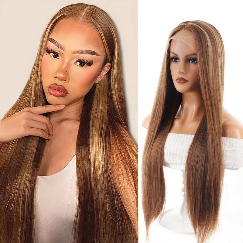 Women's Forehead Lace Hair Full Style Artificial Long Straight Wig