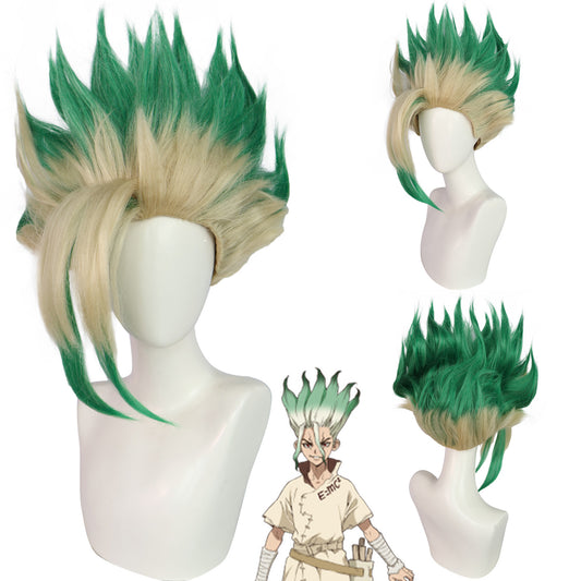Comic Stone God Thousand Empty Green Gradient Sky Short Cos Wig
