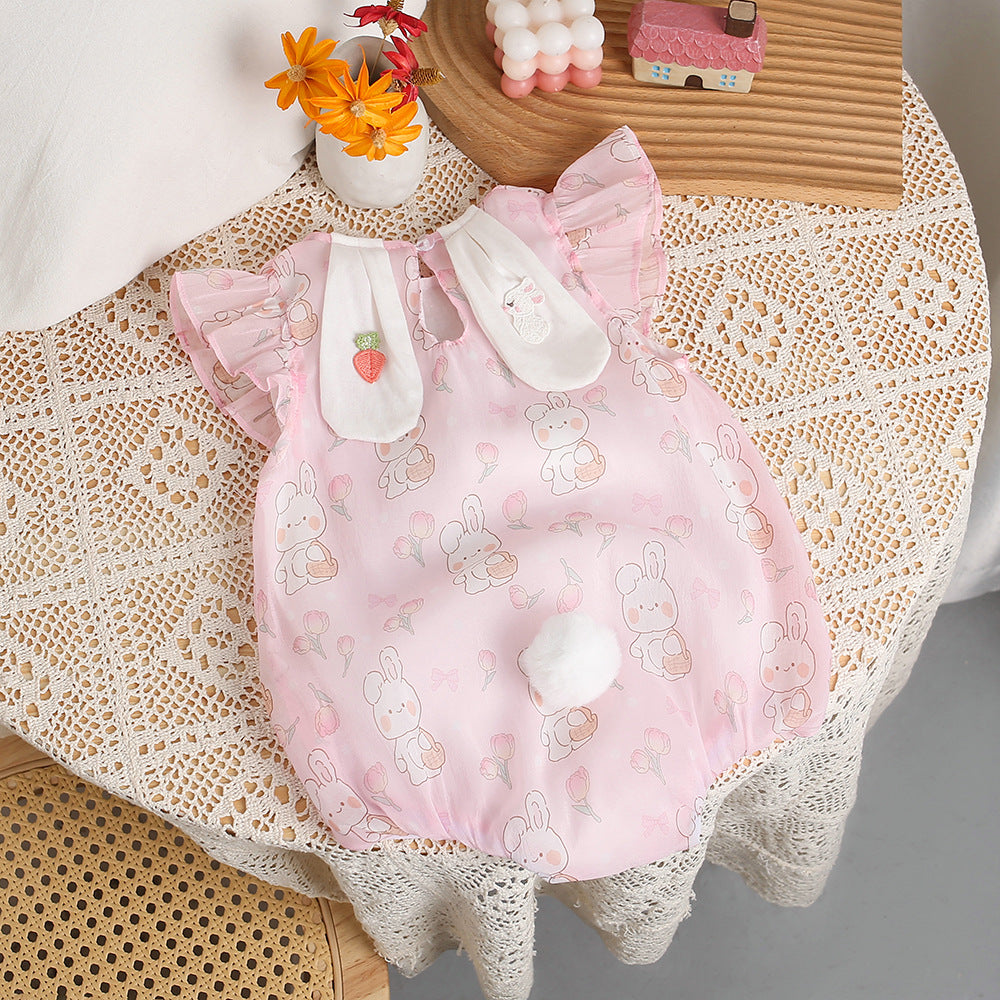 Sleeve Super Cute Clothes Jumpsuit Cartoon Bunny Romper Sweet Full Jumpsuit, Climbing Suit