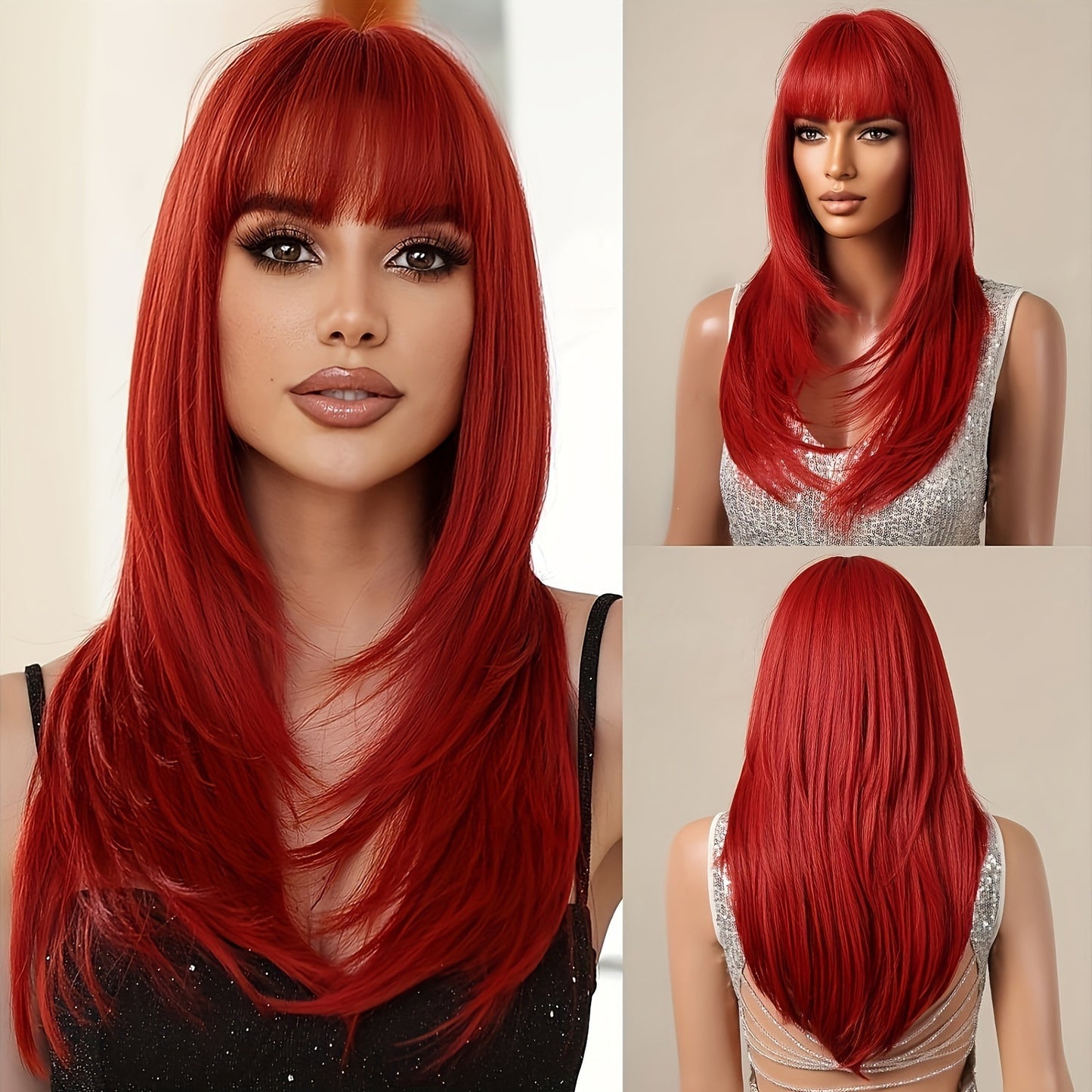 Gradient Golden Fluffy Bangs Chemical Fiber Mechanism Head Wig Long Curls