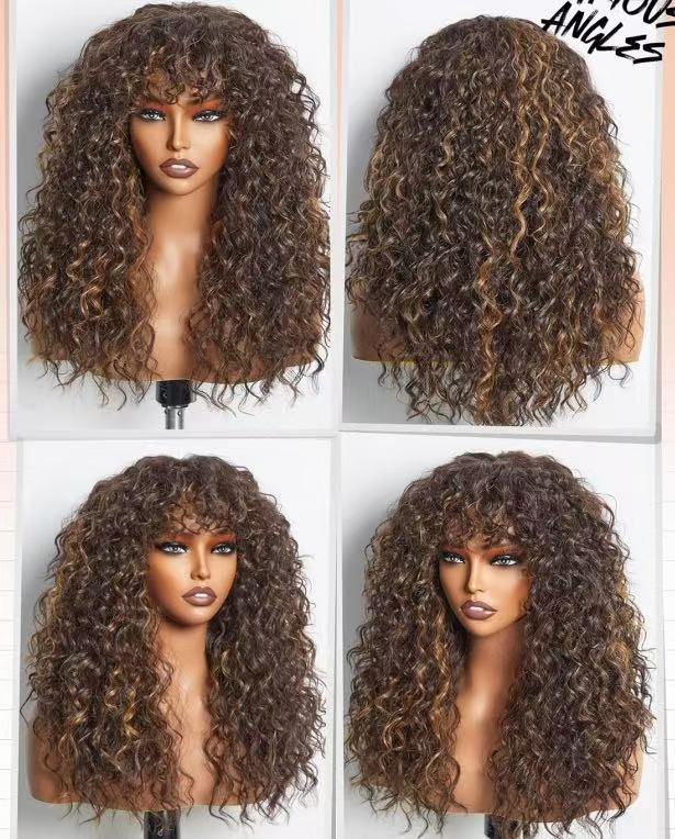 Front Lace Sheath African Small Roll Wig Long Curls
