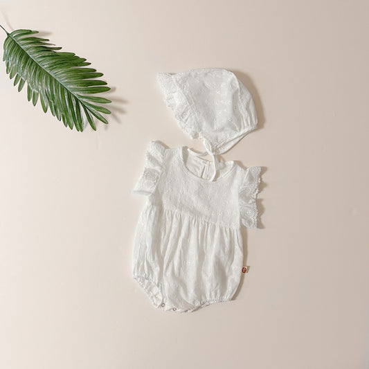 Korean Style Summer Romper Lace Flounced Sleeve Jumpsuit, Climbing Suit