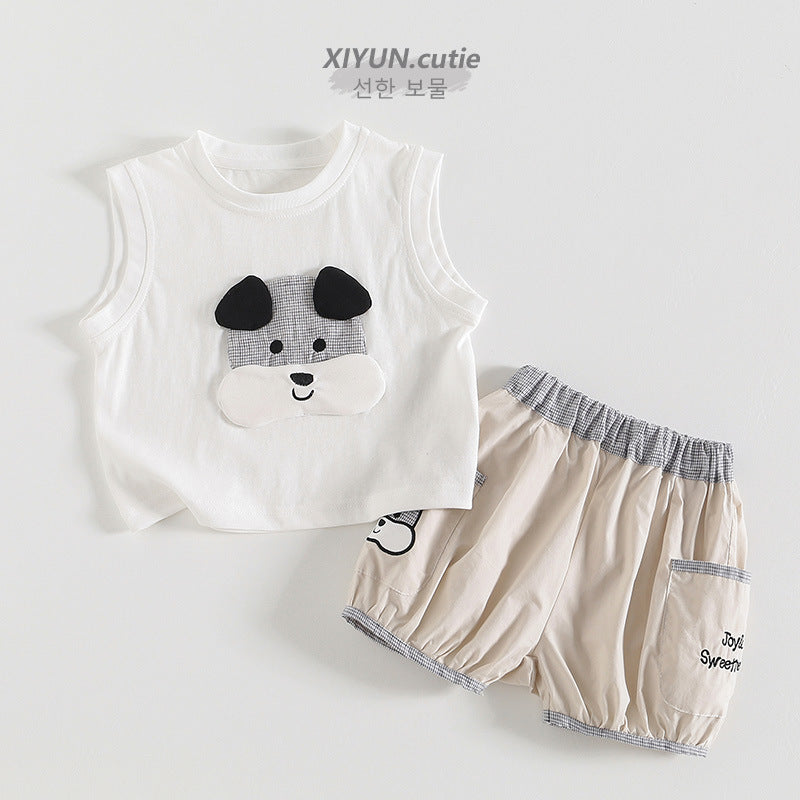 Children's Summer Sleeveless Trendy Fashion Clothes Boy Handsome Children's Suit