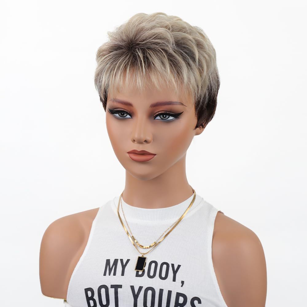 Women's Gradient Color Fashion Synthetic Wigs Rose Wig Short Straight Hair