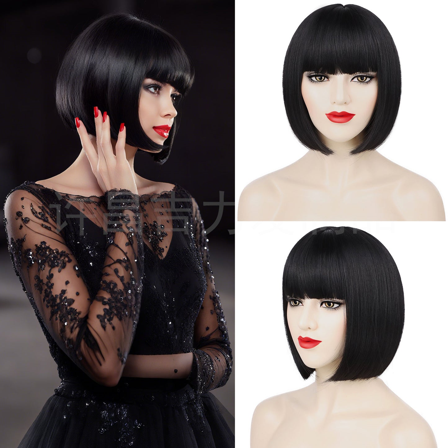 Unique Head Cover Bangs Synthetic Wigs Wig Short Straight Hair